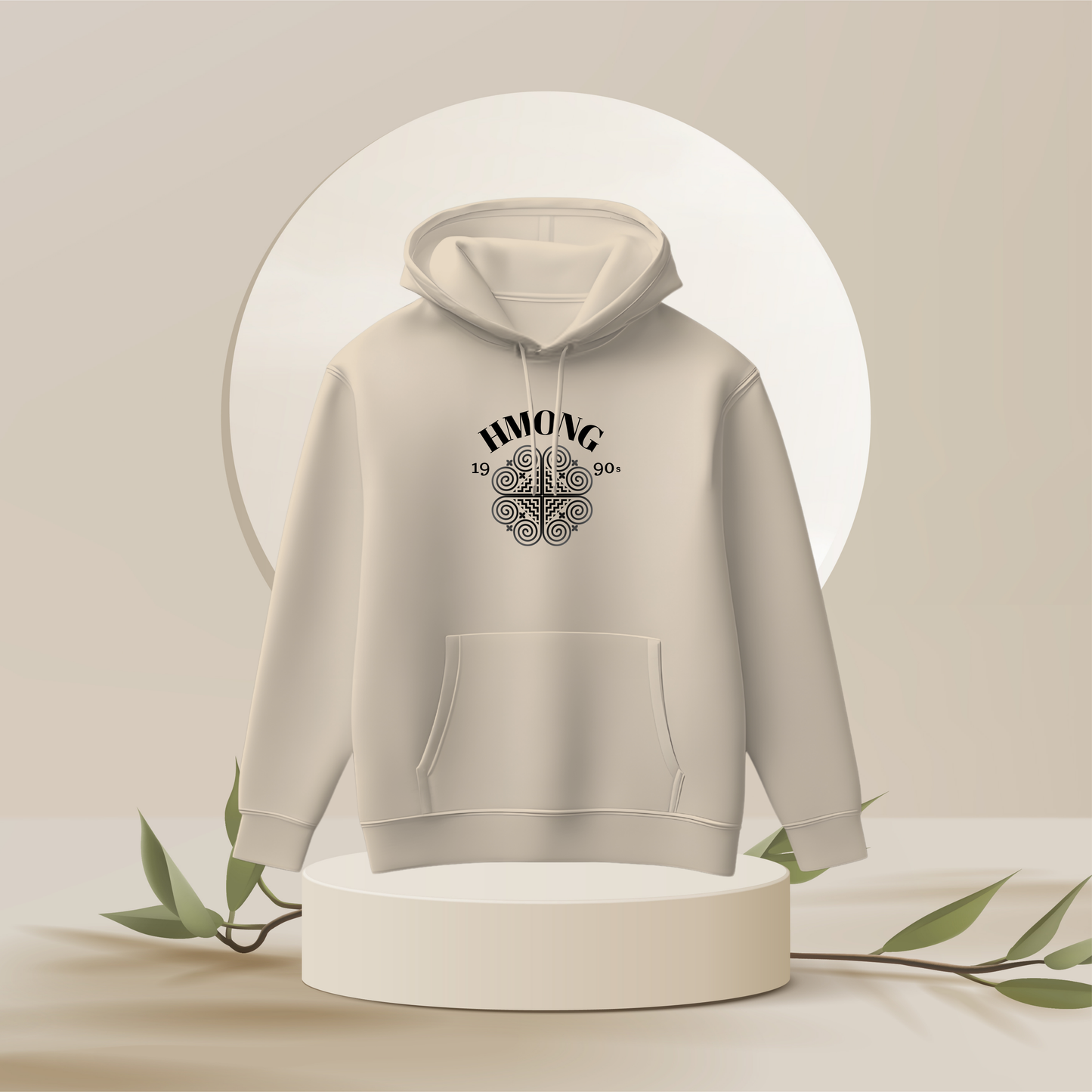 Hmong Octagon Pendant - Modern Unisex Hoodie, Customizable Year