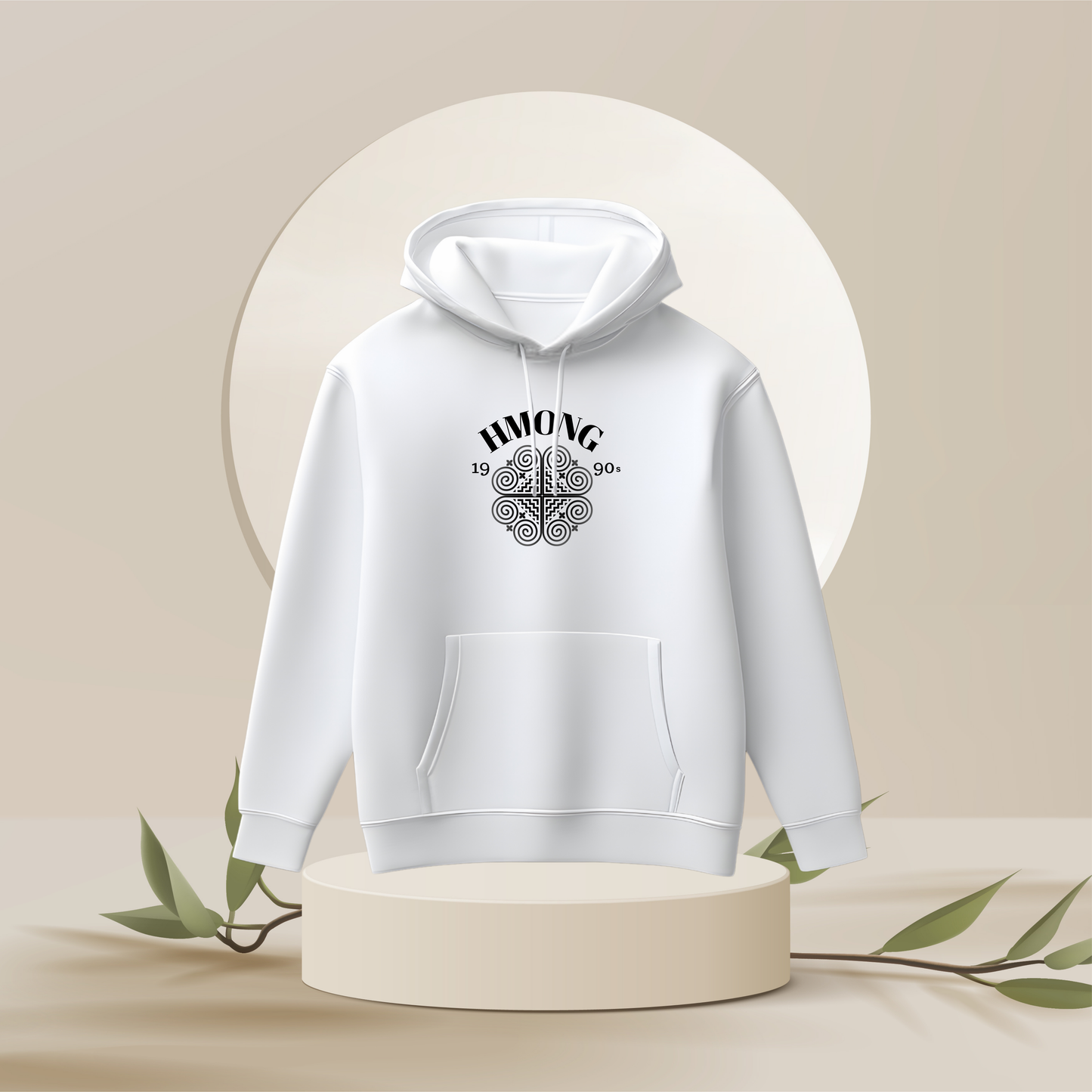 Hmong Octagon Pendant - Modern Unisex Hoodie, Customizable Year