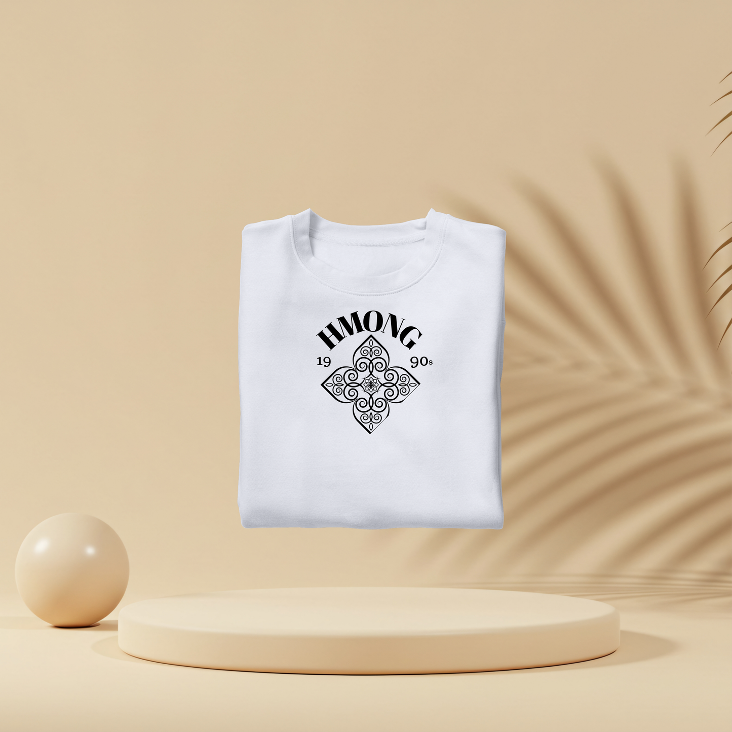 Hmong Flower Pendant - Modern Unisex T-Shirt, Customizable Year